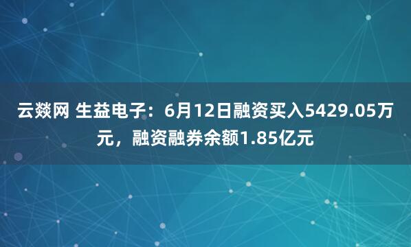 云燚网 生益电子：6月12日融资买入5429.05万元，融资融券余额1.85亿元